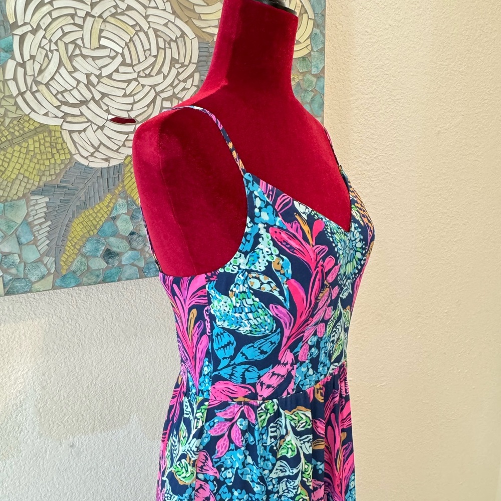 NWT Sz 0 Lilly Pulitzer Joellane Tiered Maxi in Aegean Navy Calypso Coast - Picture 5 of 12